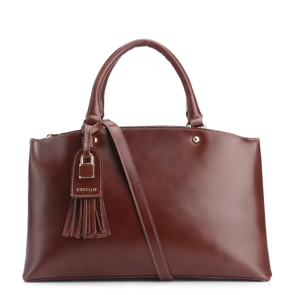 Bolsa Tote Cadeado Couro Marrom