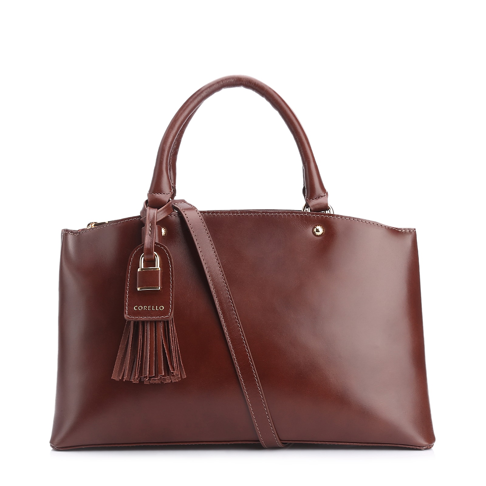 Bolsa Tote Cadeado Couro Marrom
