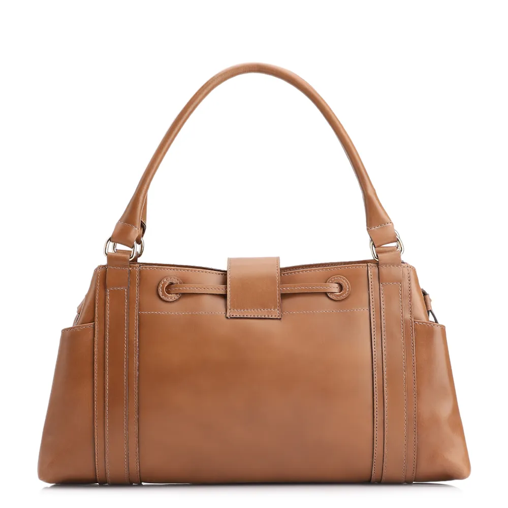 Bolsa Tote Cadeado Couro Marrom Claro - imagem 3