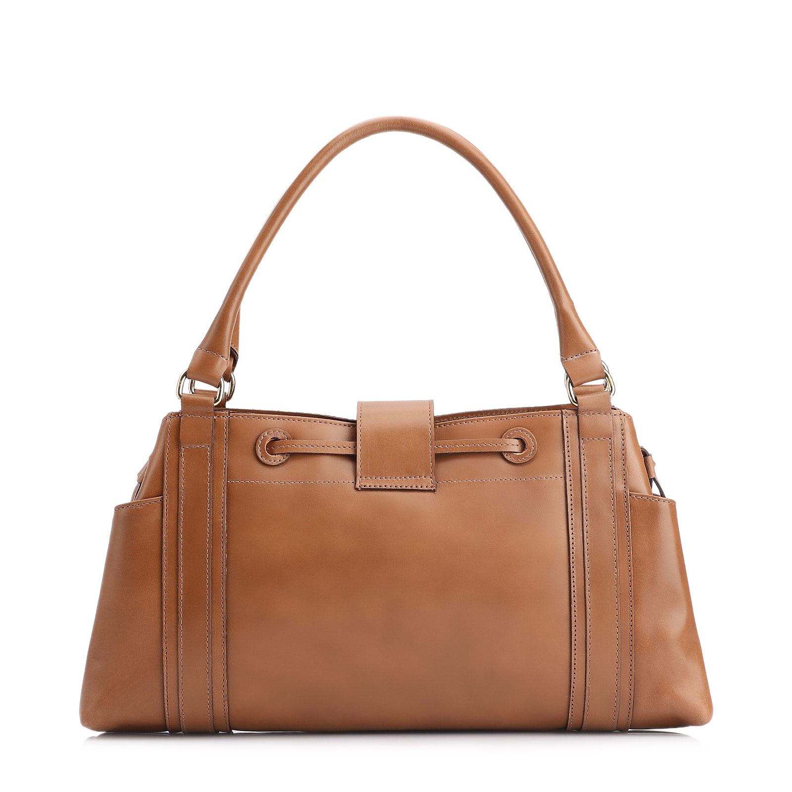 Bolsa Tote Cadeado Couro Marrom Claro