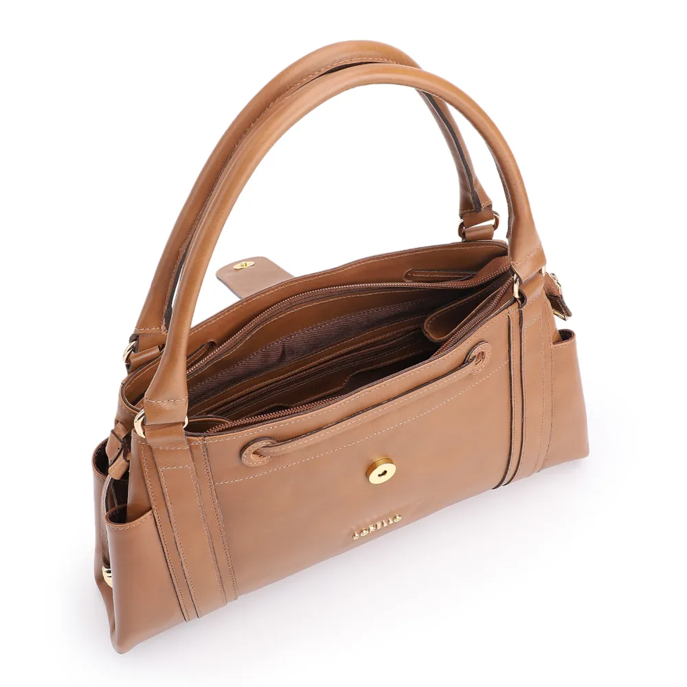 Bolsa Tote Cadeado Couro Marrom Claro - imagem 4