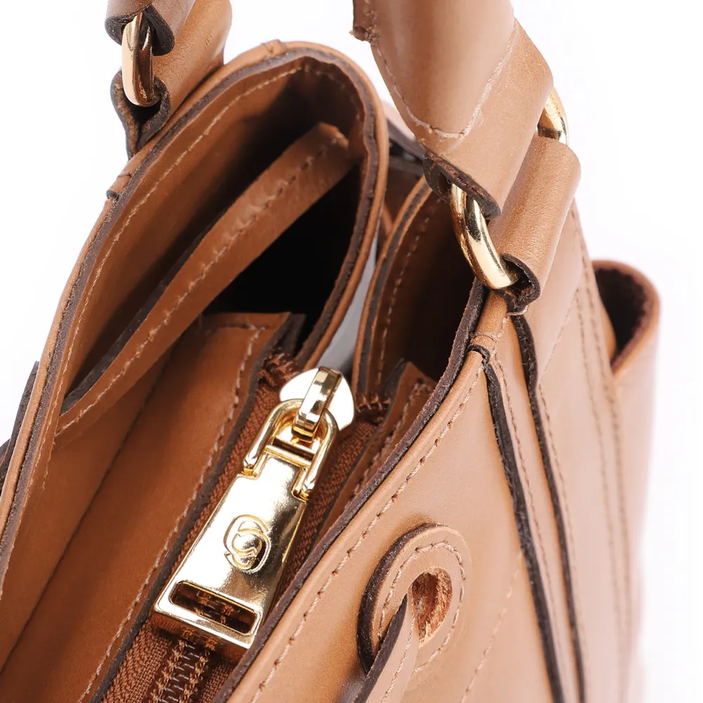 Bolsa Tote Cadeado Couro Marrom Claro - imagem 5