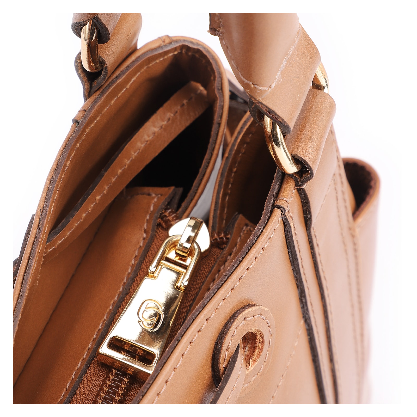 Bolsa Tote Cadeado Couro Marrom Claro
