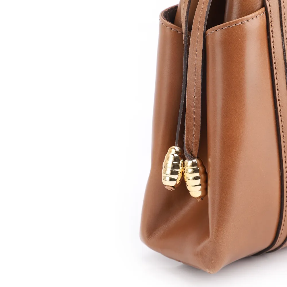 Bolsa Tote Cadeado Couro Marrom Claro - imagem 7
