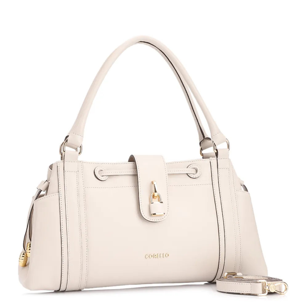 Bolsa Tote Cadeado Couro Off White - imagem 2