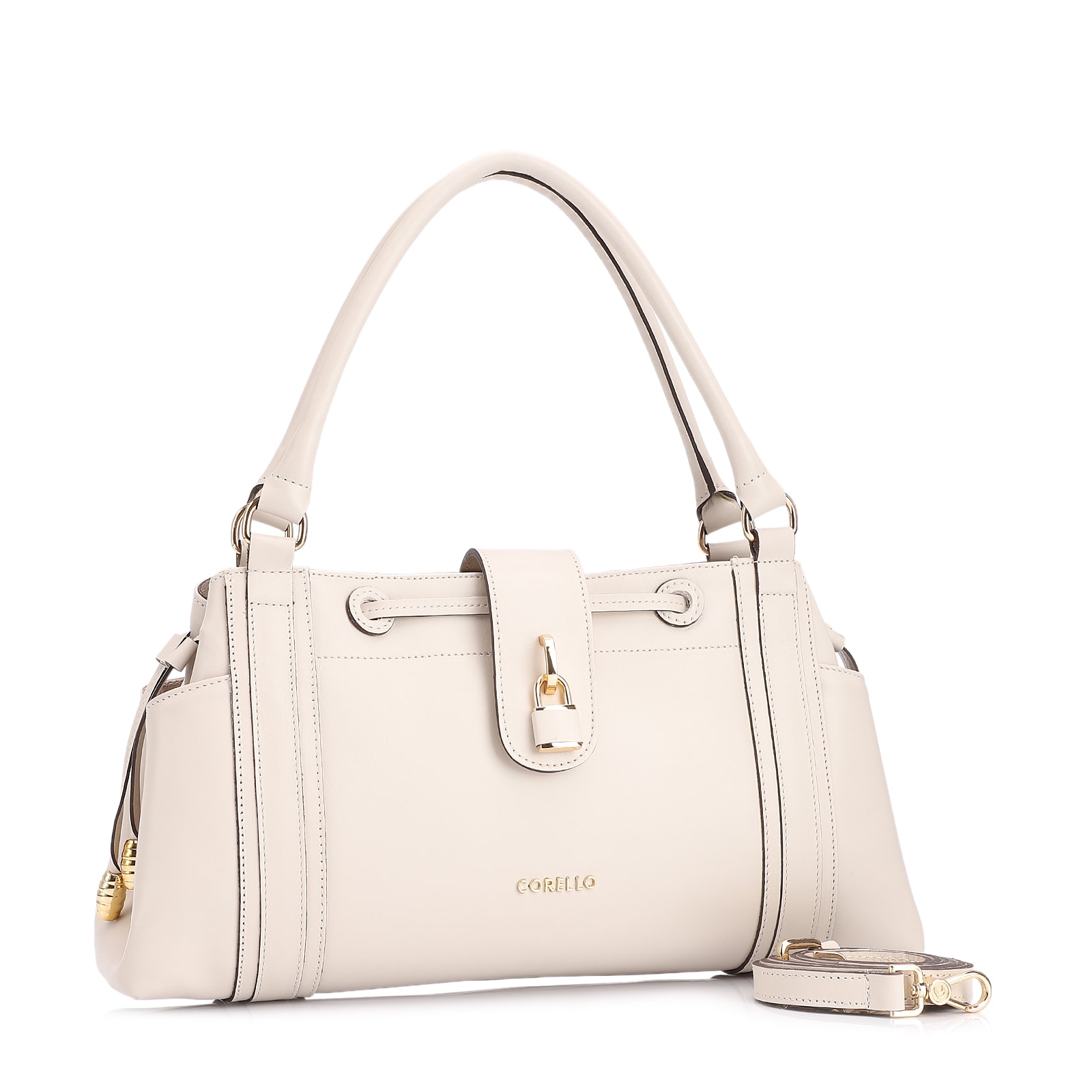 Bolsa Tote Cadeado Couro Off White