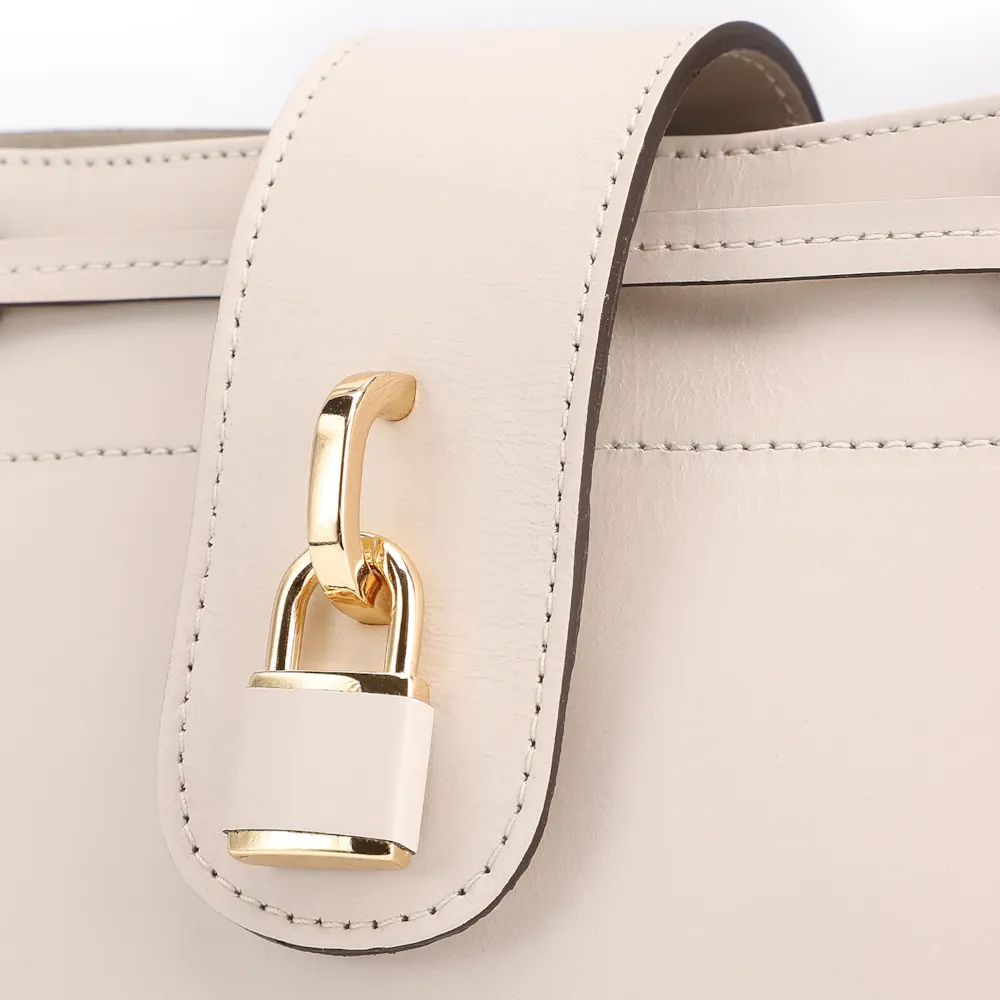 Bolsa Tote Cadeado Couro Off White - imagem 7