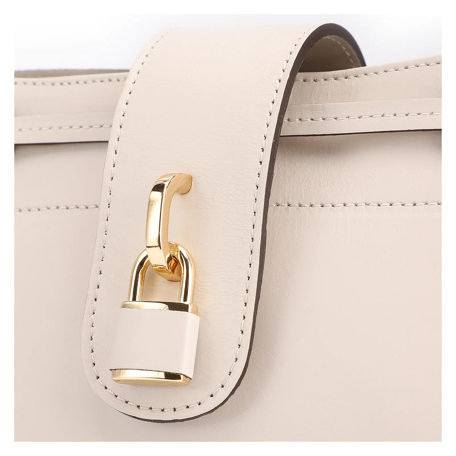 Bolsa Tote Cadeado Couro Off White