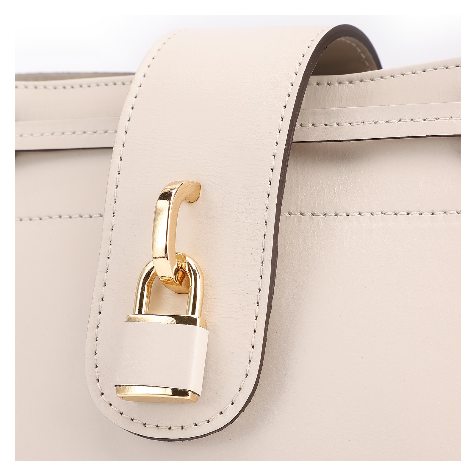 Bolsa Tote Cadeado Couro Off White