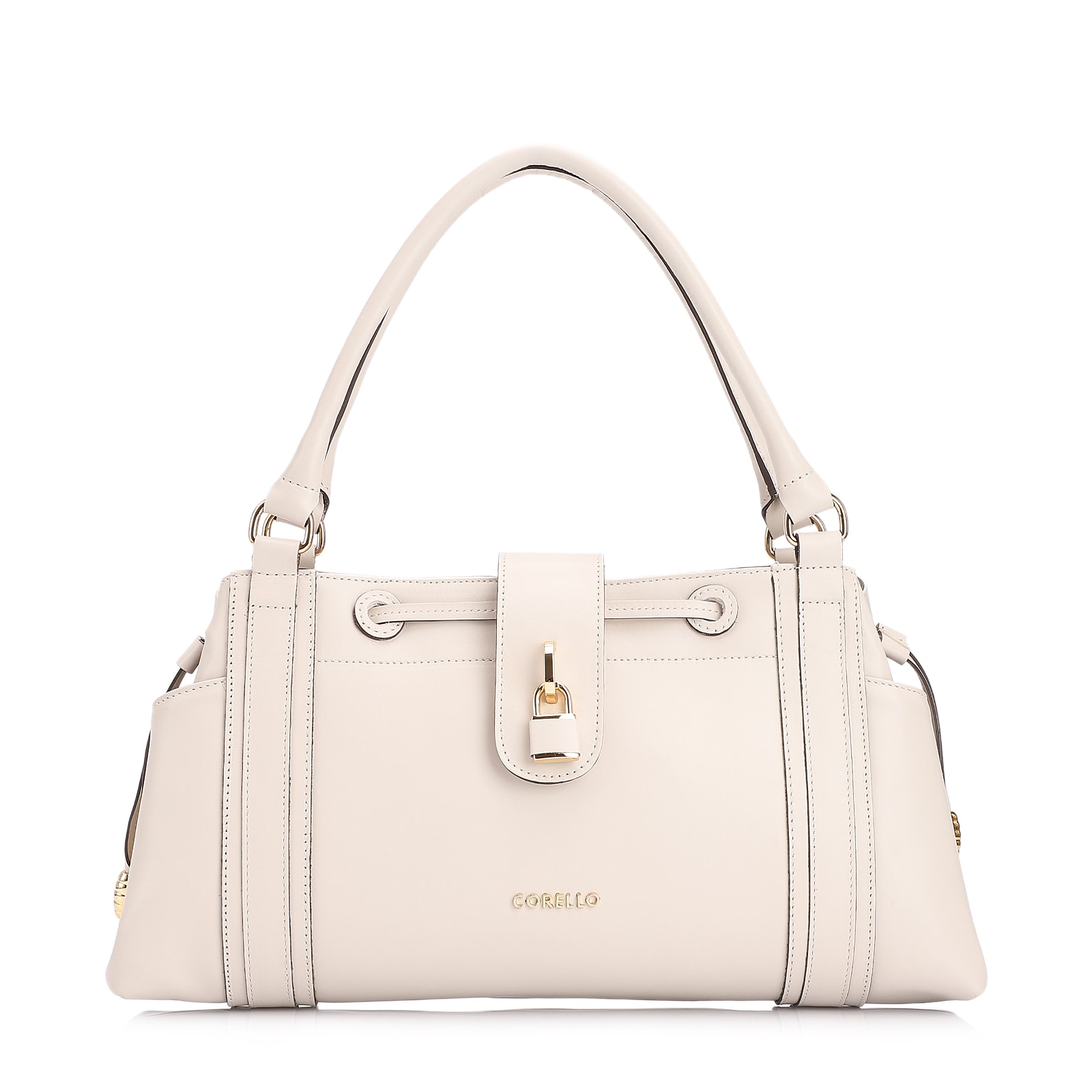 Bolsa Tote Cadeado Couro Off White