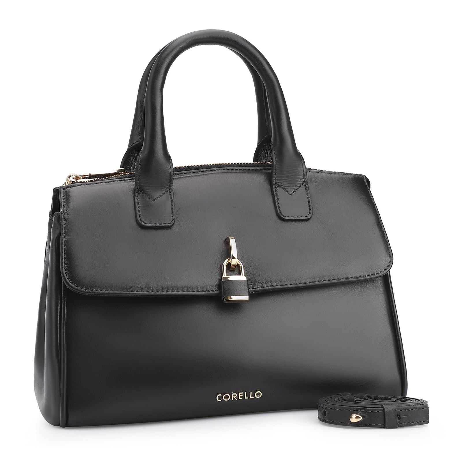 Bolsa Tote Cadeado Couro Preto