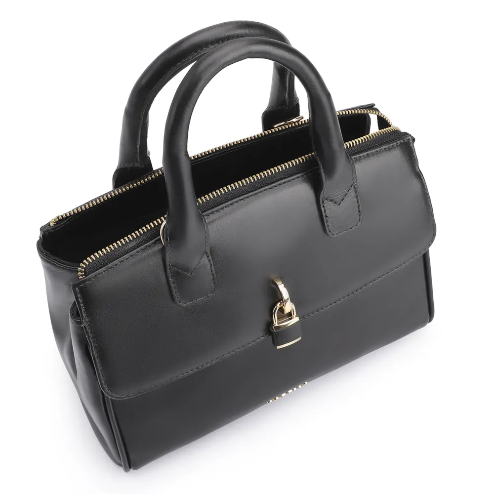 Bolsa Tote Cadeado Couro Preto - imagem 5