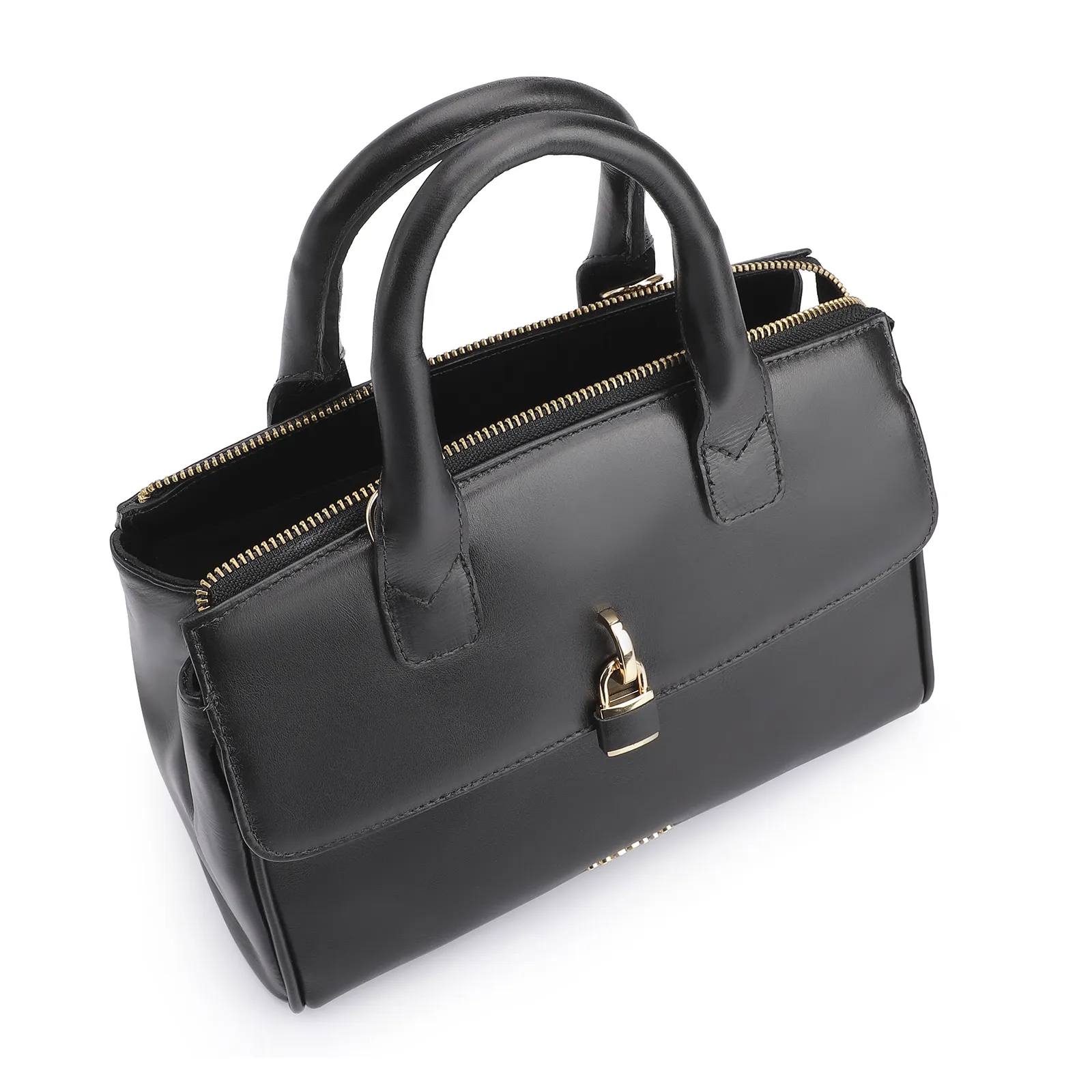 Bolsa Tote Cadeado Couro Preto