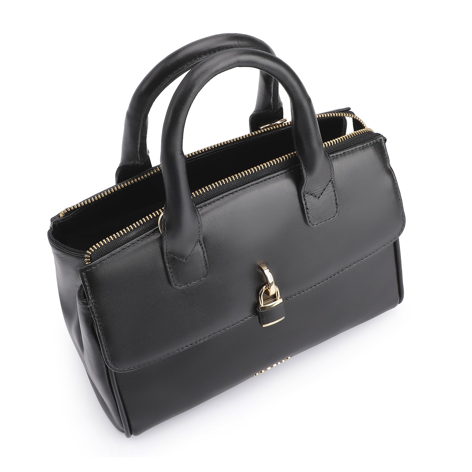 Bolsa Tote Cadeado Couro Preto