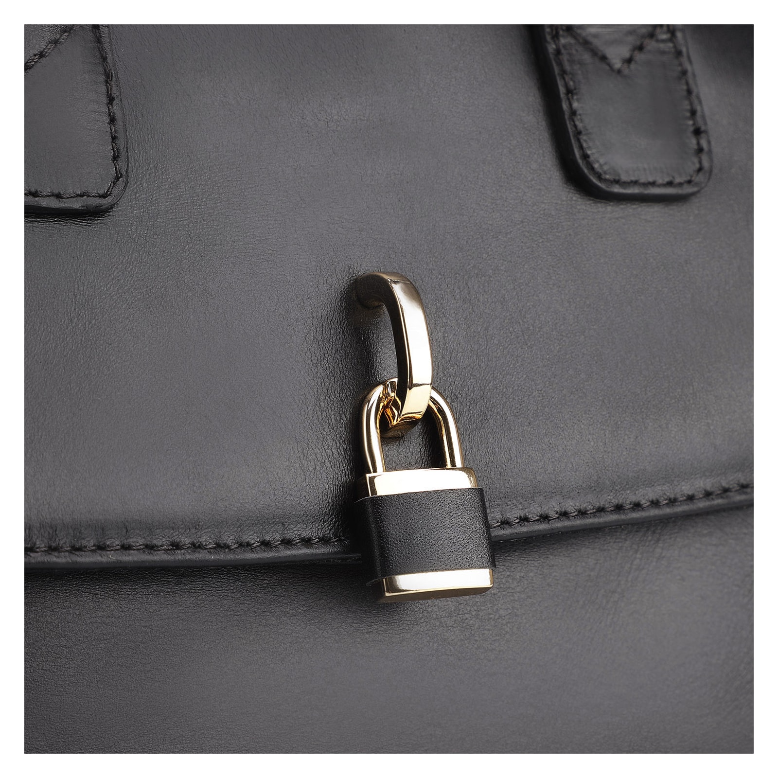 Bolsa Tote Cadeado Couro Preto