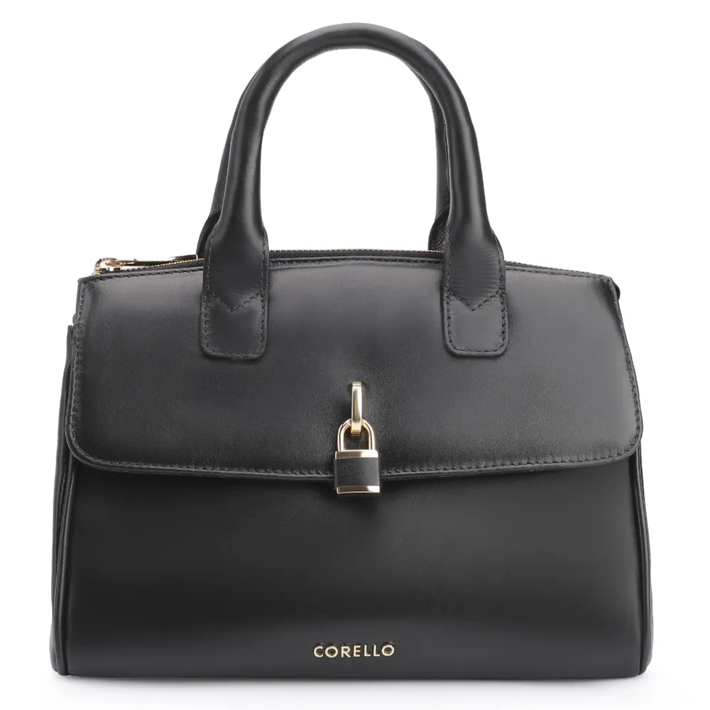 Bolsa Tote Cadeado Couro Preto