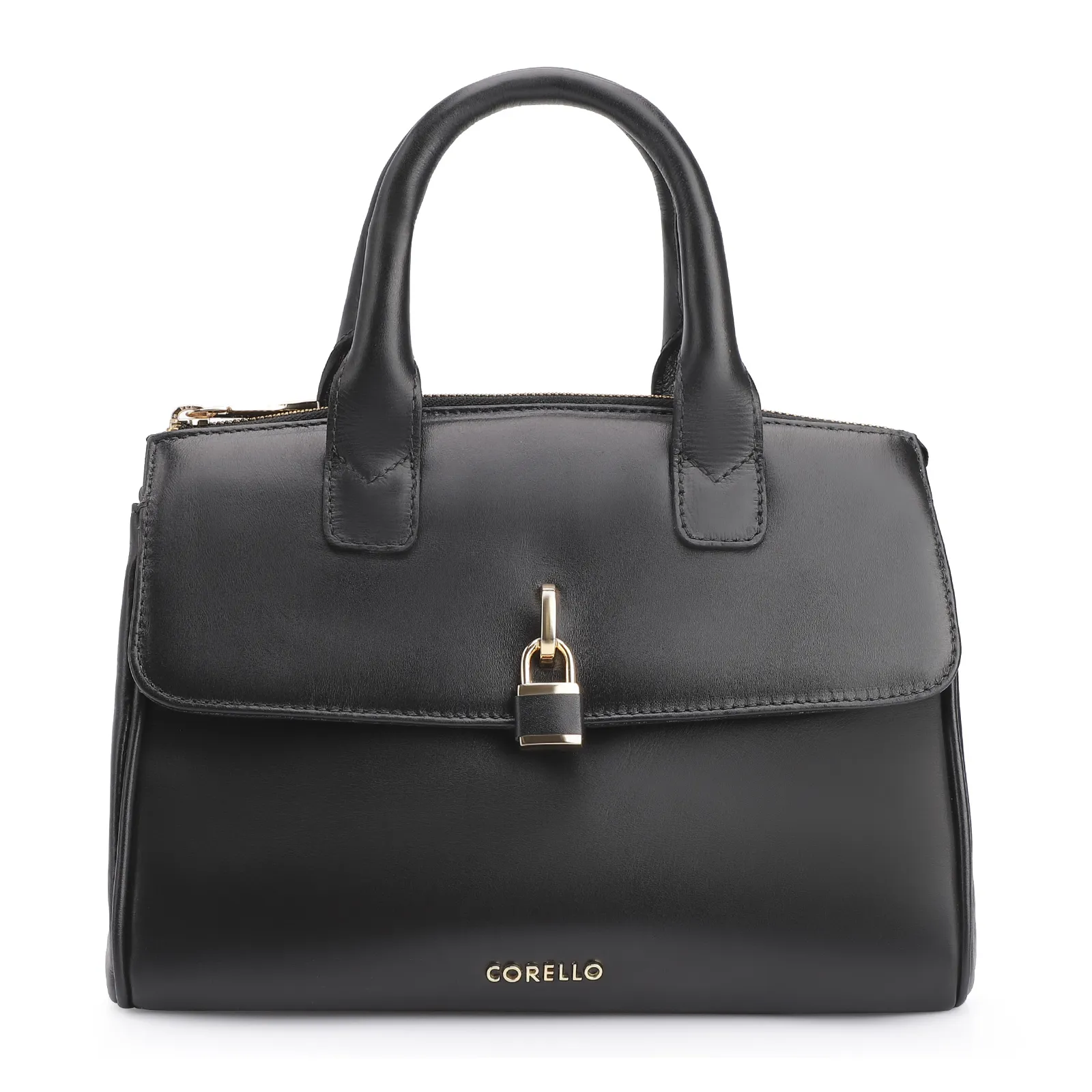 Bolsa Tote Cadeado Couro Preto