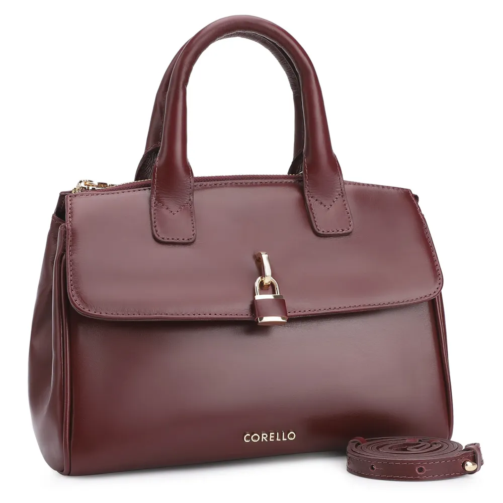 Bolsa Tote Cadeado Couro Vinho - imagem 3