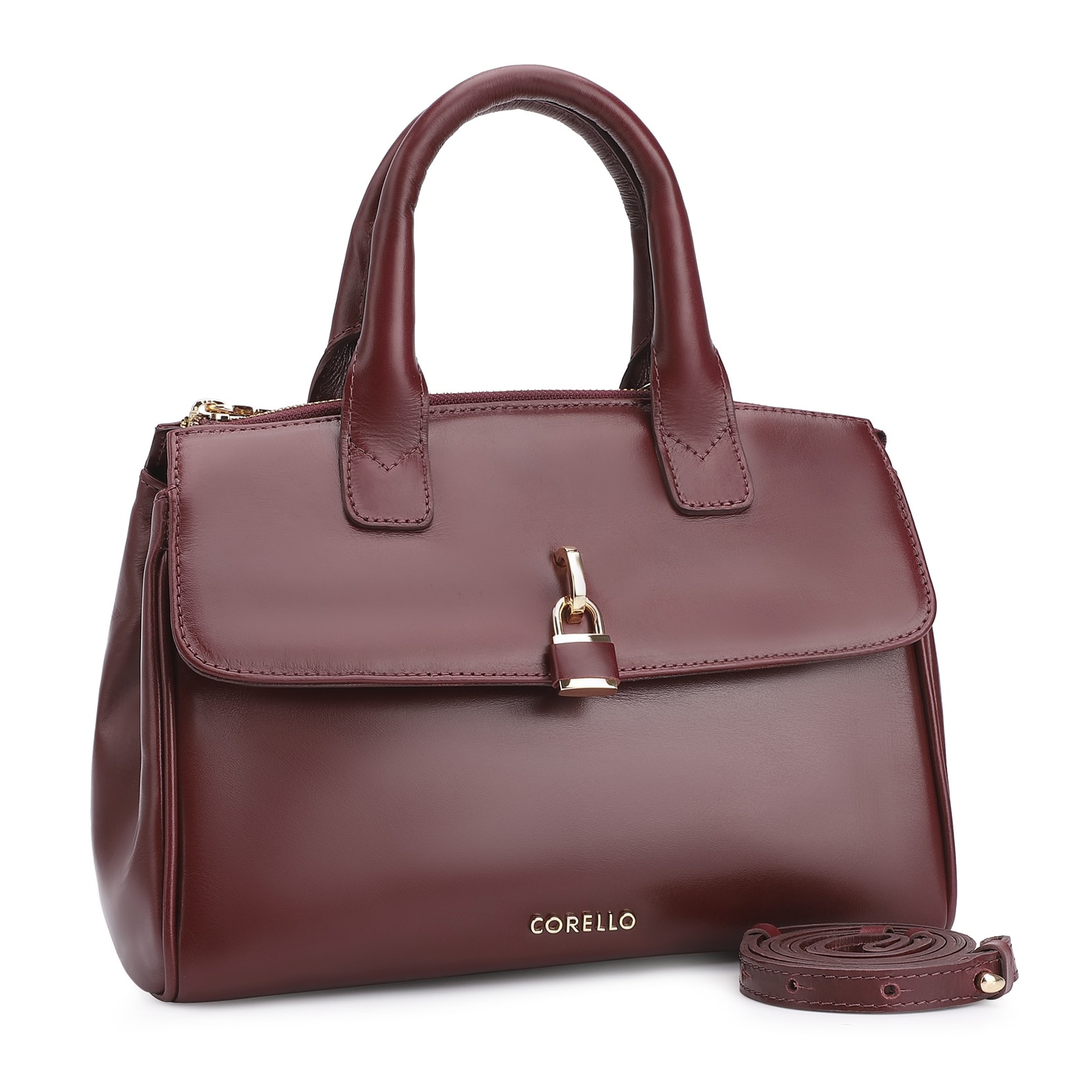 Bolsa Tote Cadeado Couro Vinho