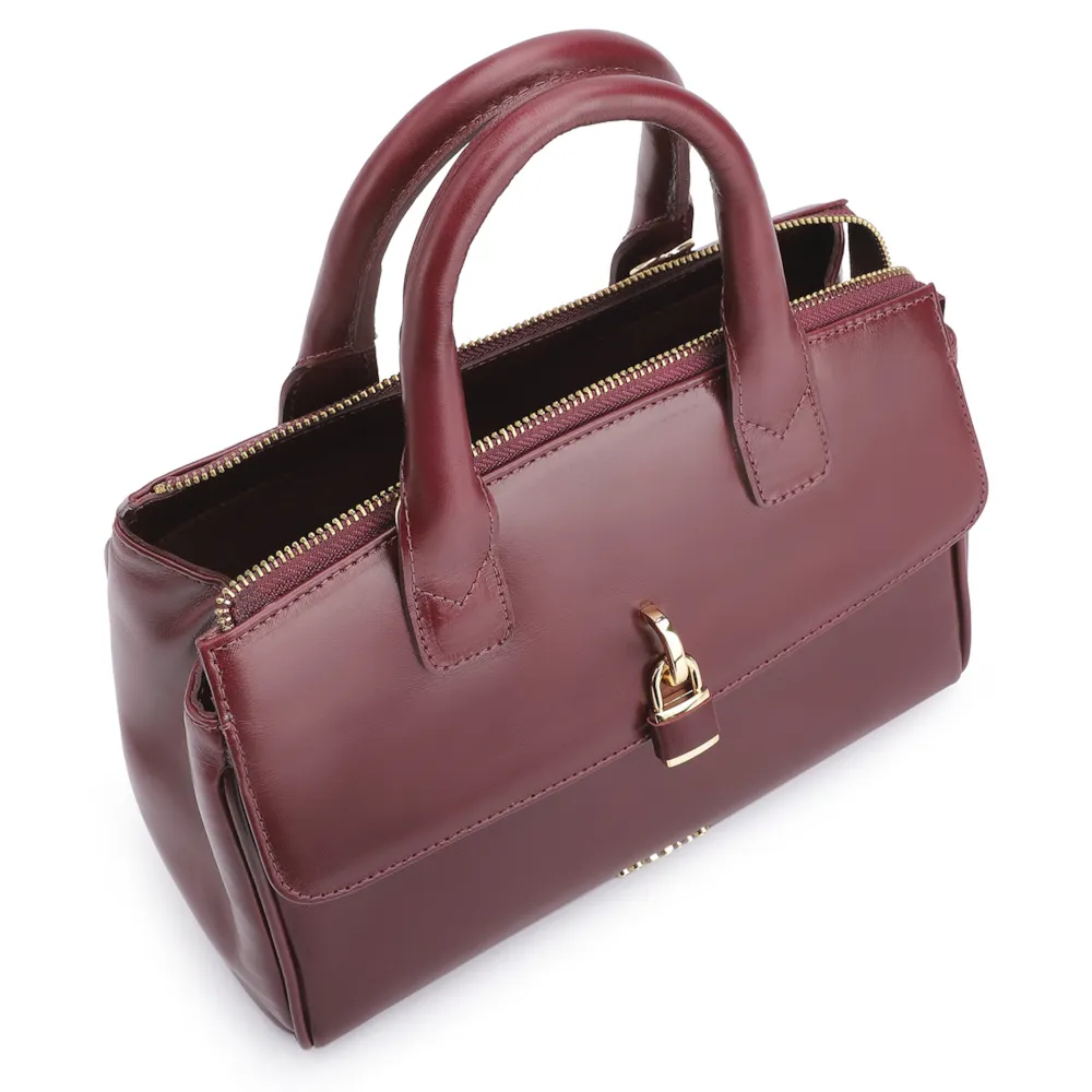 Bolsa Tote Cadeado Couro Vinho - imagem 5
