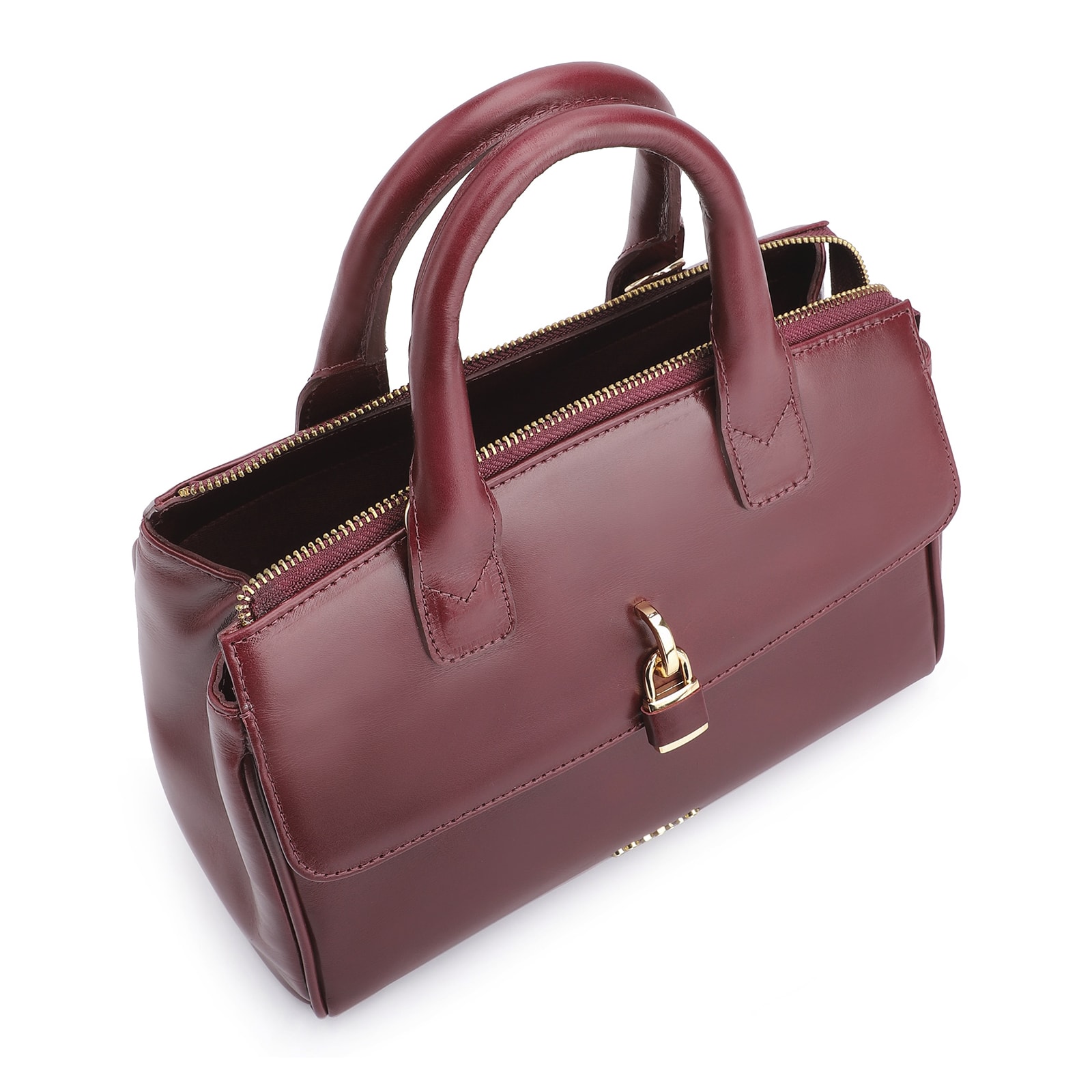 Bolsa Tote Cadeado Couro Vinho