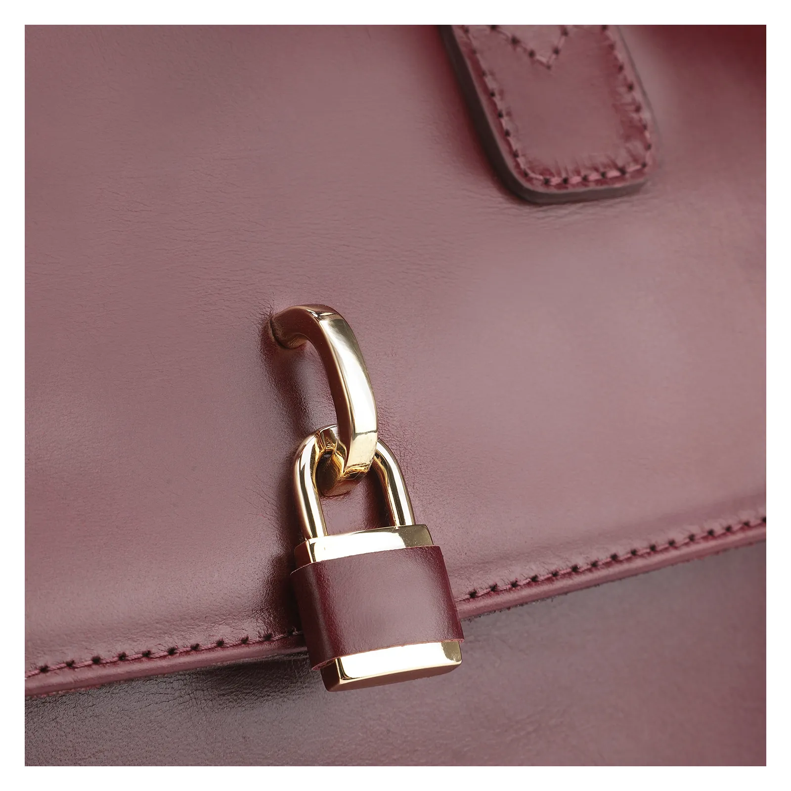 Bolsa Tote Cadeado Couro Vinho
