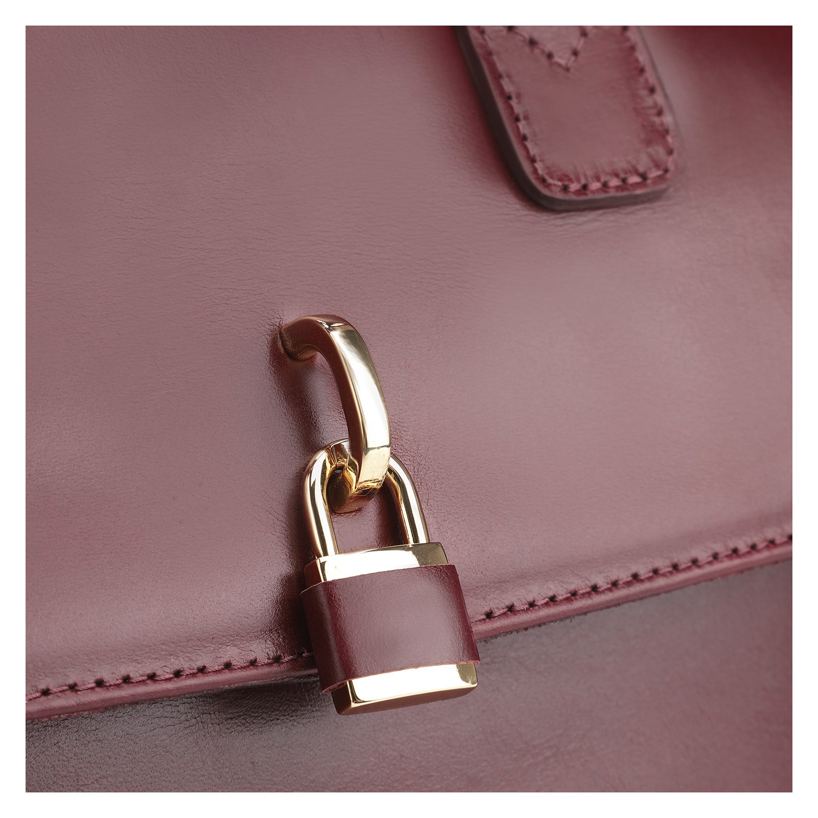 Bolsa Tote Cadeado Couro Vinho
