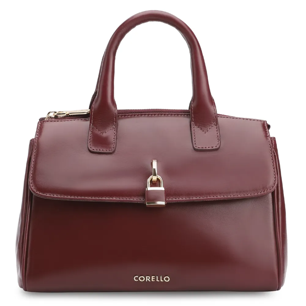 Bolsa Tote Cadeado Couro Vinho