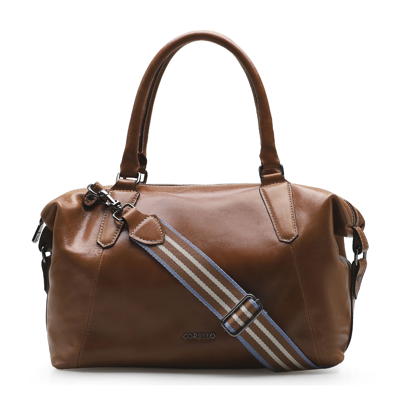 Bolsa Tote Caramelo/Faixa Azul