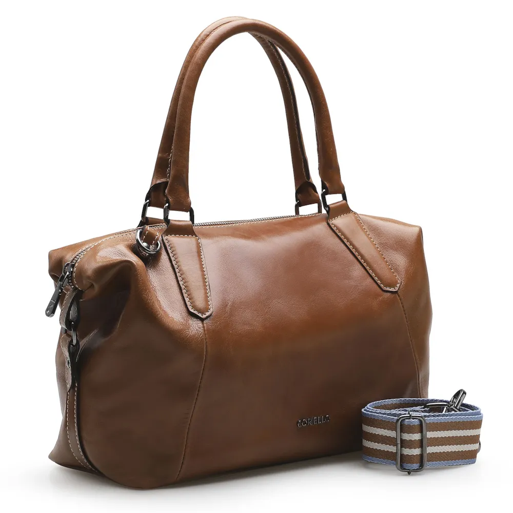 Bolsa Tote Caramelo/Faixa Azul - imagem 2