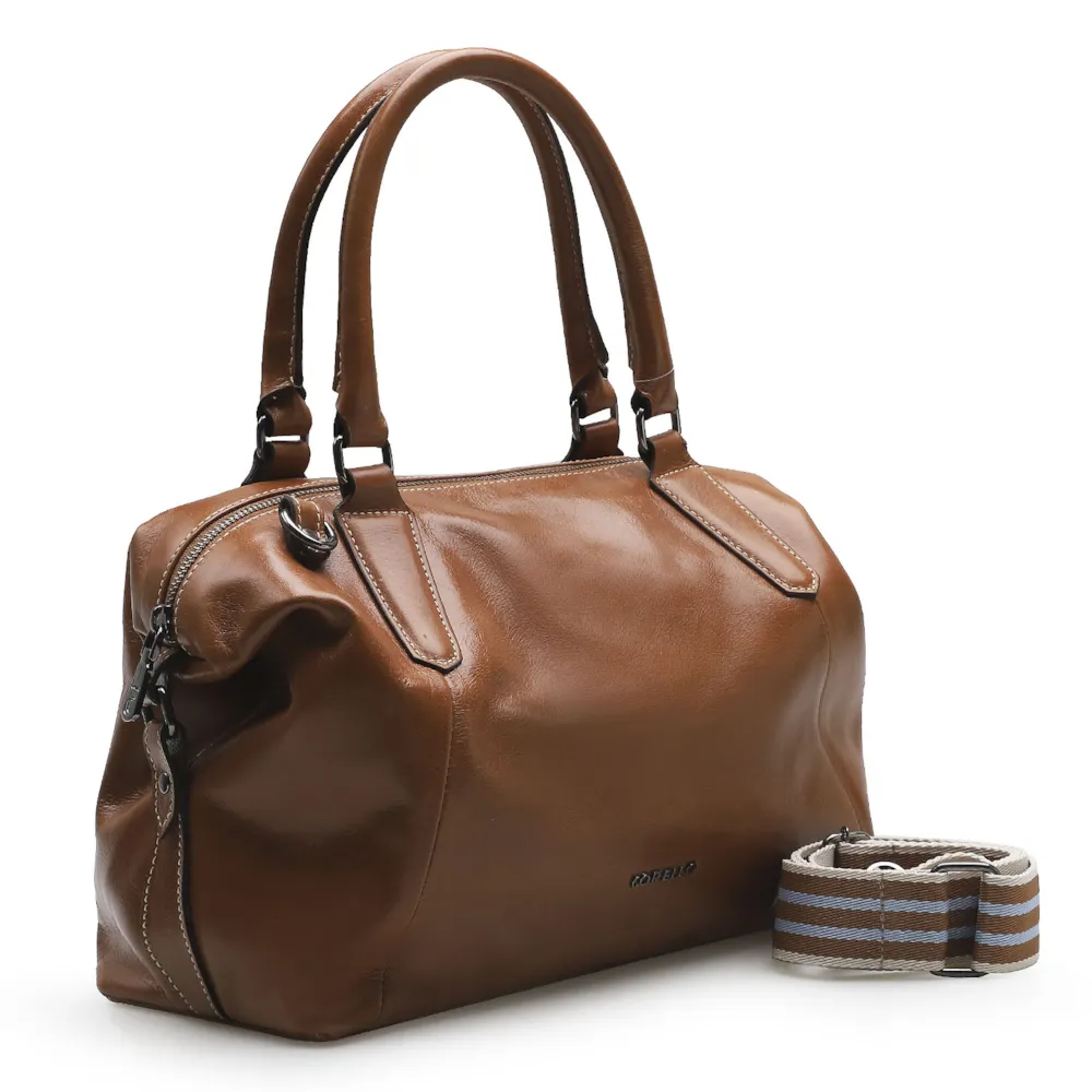 Bolsa Tote Caramelo/Faixa Off White - imagem 2