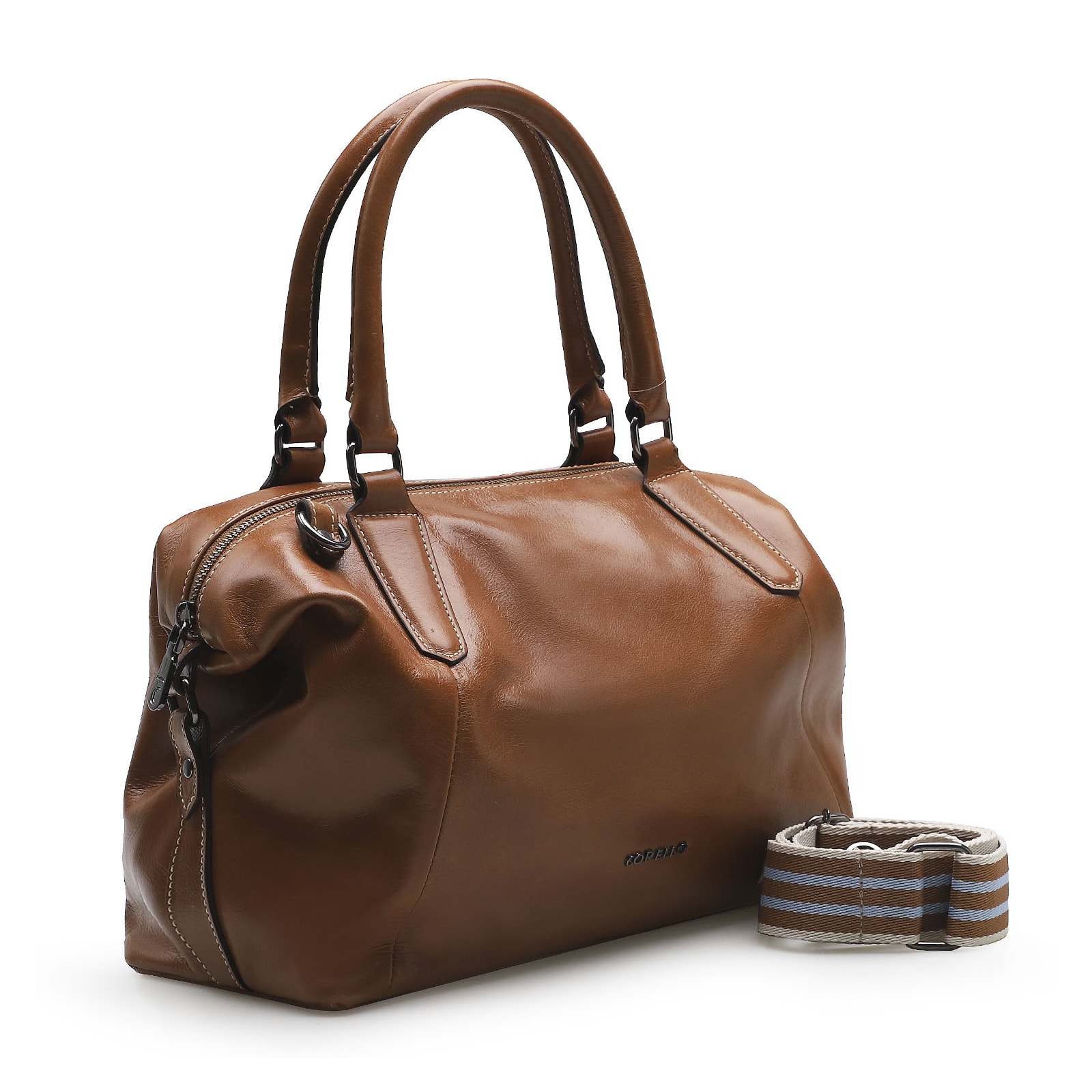 Bolsa Tote Caramelo/Faixa Off White