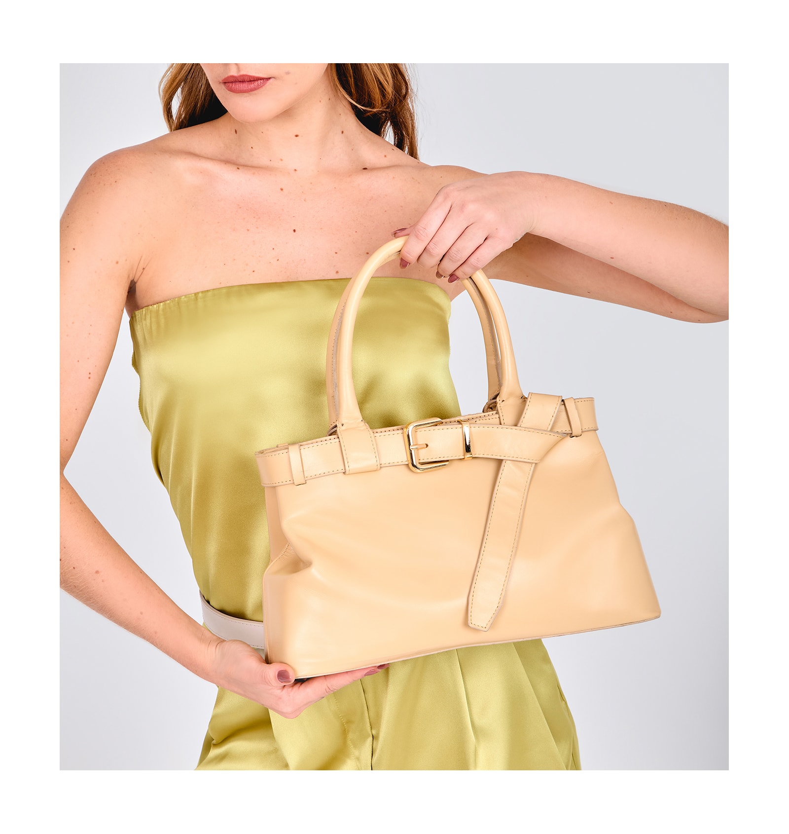 Bolsa Tote Couro Amarelo