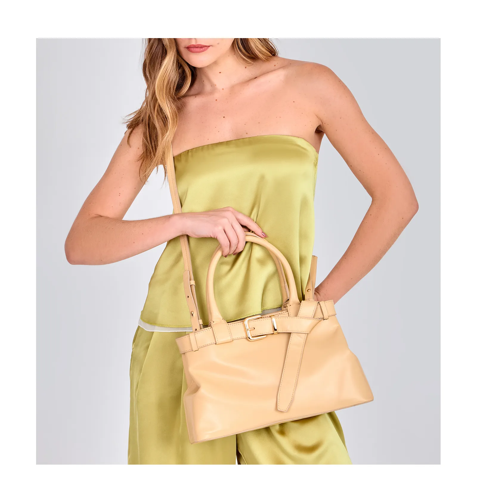 Bolsa Tote Couro Amarelo