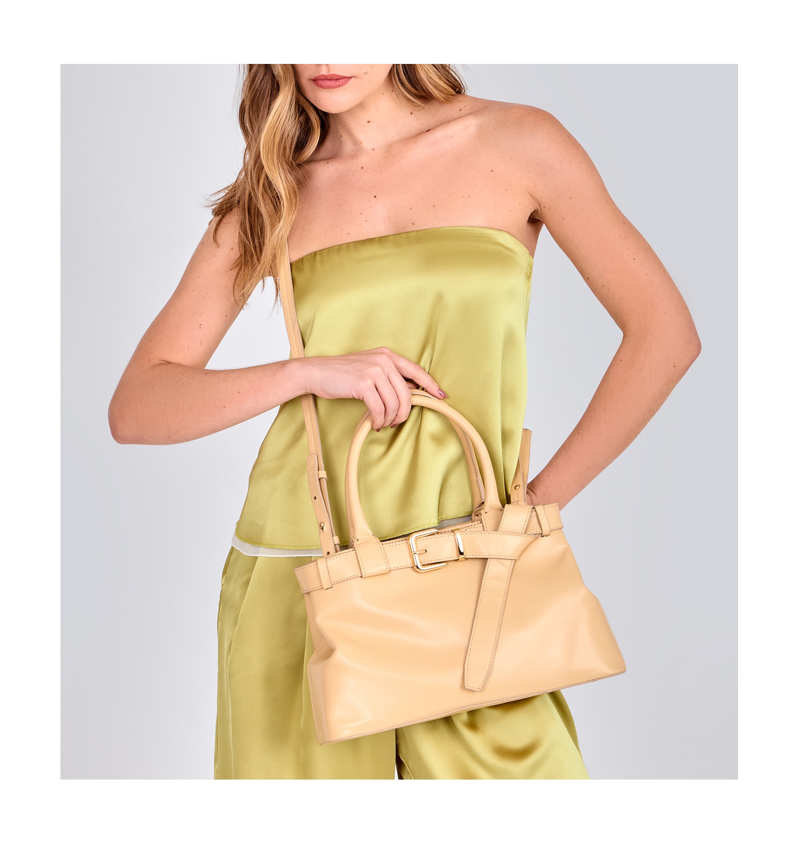 Bolsa Tote Couro Amarelo