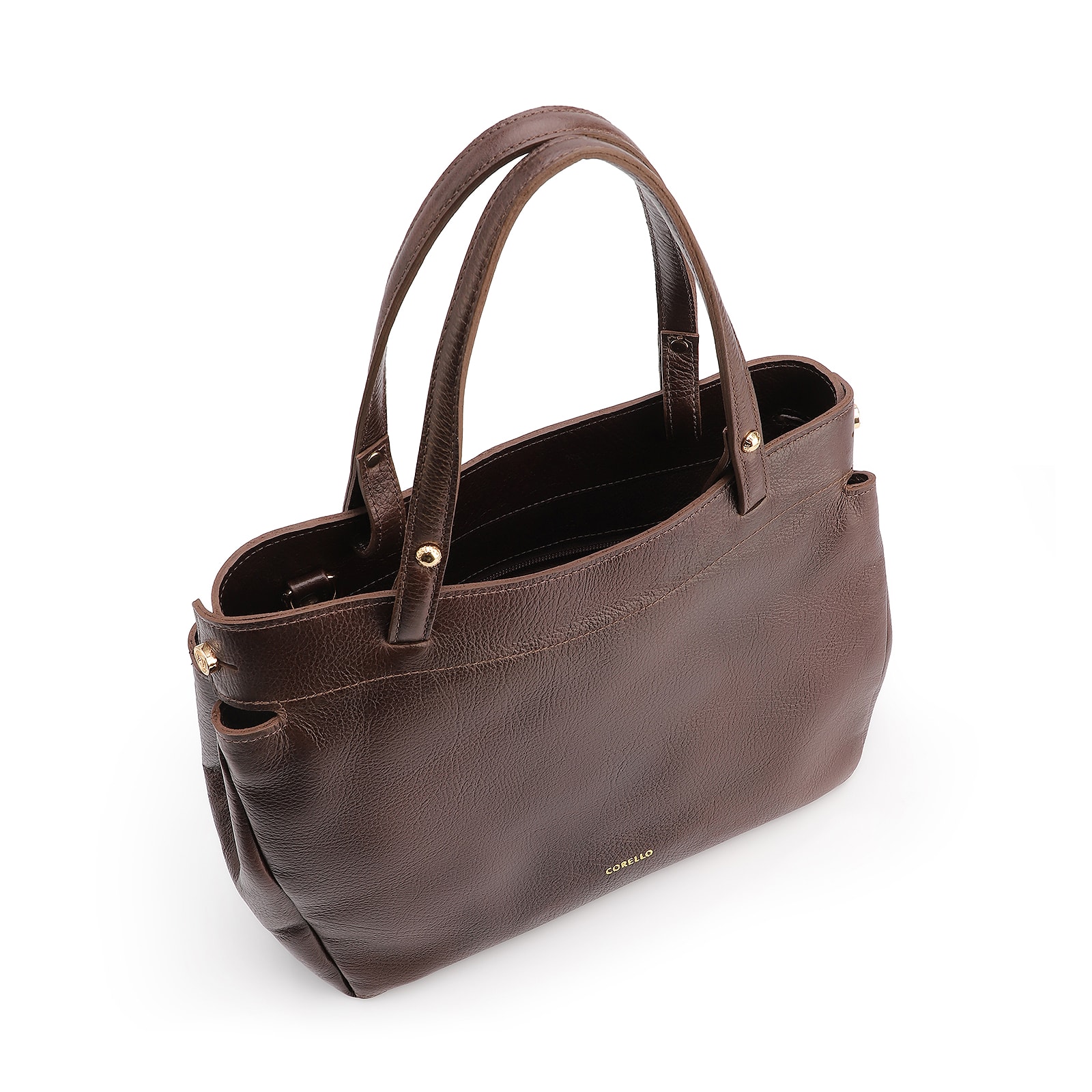 Bolsa Tote Couro Antique Marrom Escuro