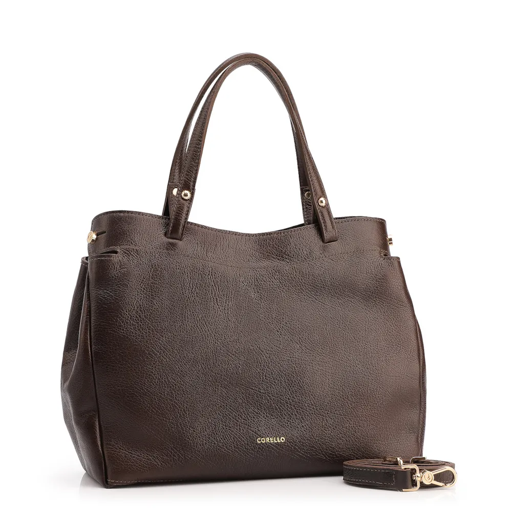 Bolsa Tote Couro Antique Marrom Escuro - imagem 2