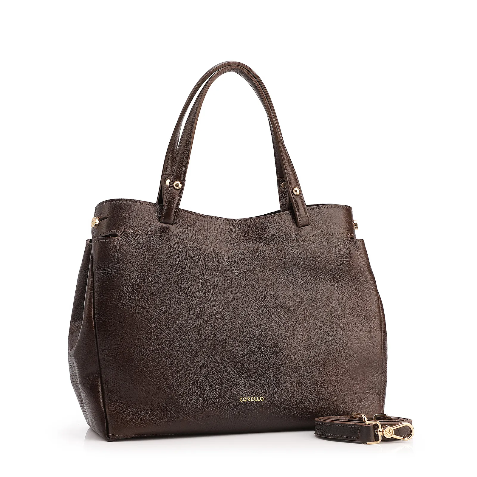 Bolsa Tote Couro Antique Marrom Escuro