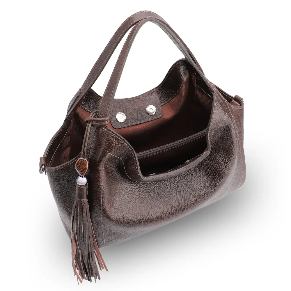 Bolsa Tote Couro Antique Marrom Escuro - imagem 5