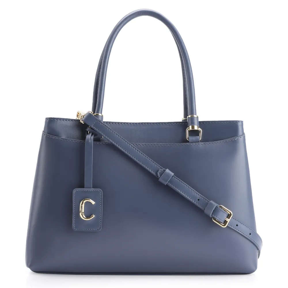 Bolsa Tote Couro Azul
