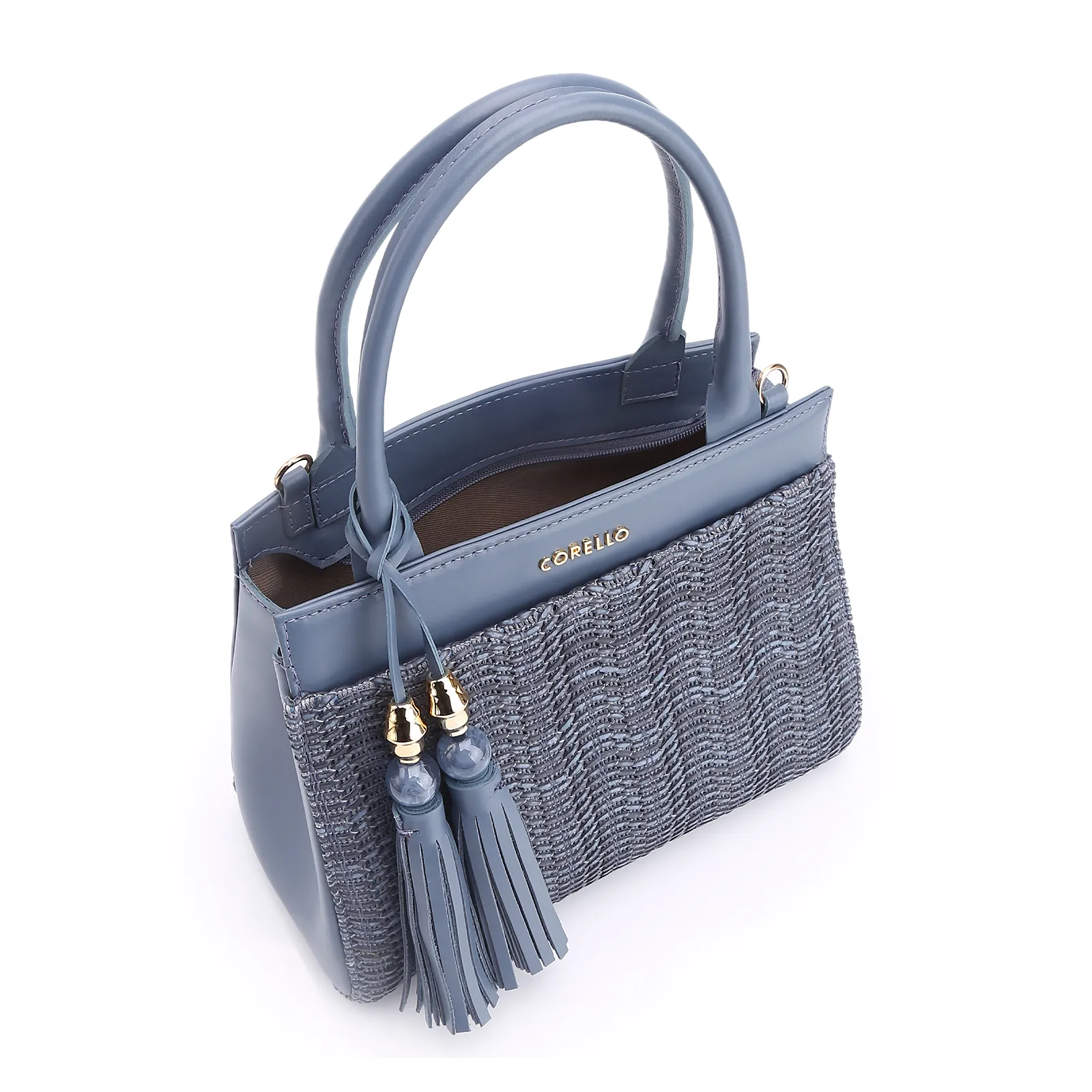 Bolsa Tote Couro Azul/Alt Azul