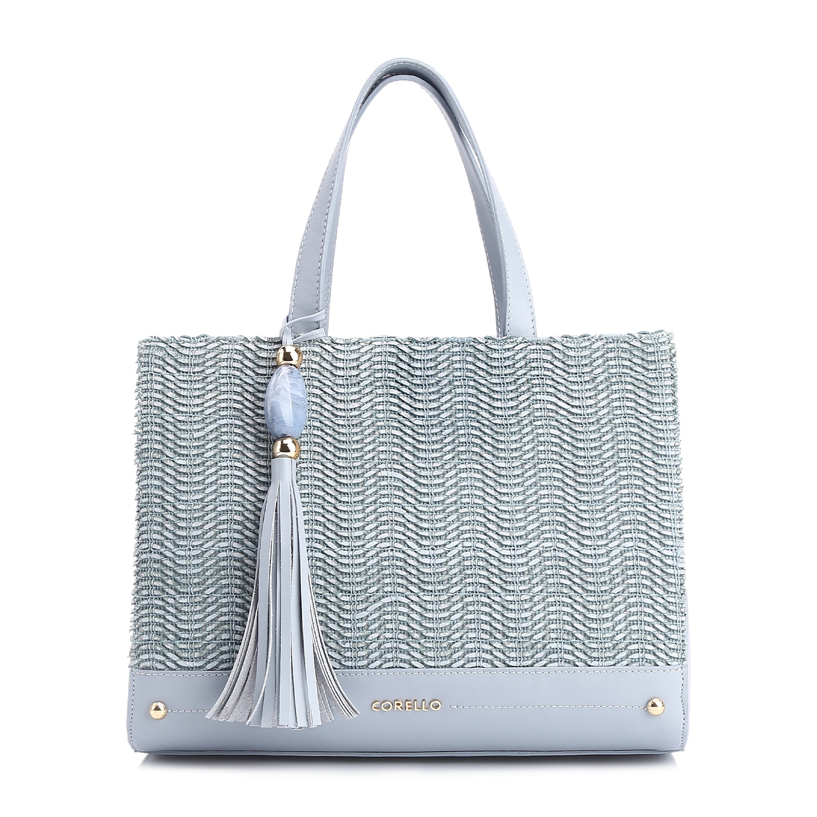 Bolsa Tote Couro Azul/Alt Tramado Azul