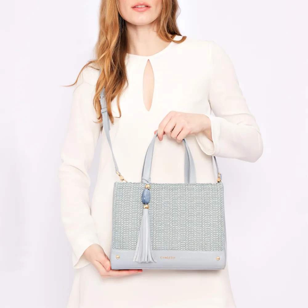 Bolsa Tote Couro Azul/Alt Tramado Azul - imagem 2