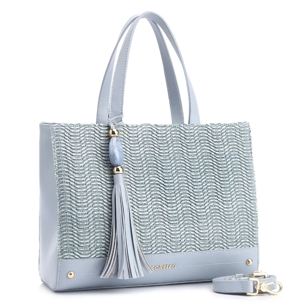 Bolsa Tote Couro Azul/Alt Tramado Azul - imagem 3