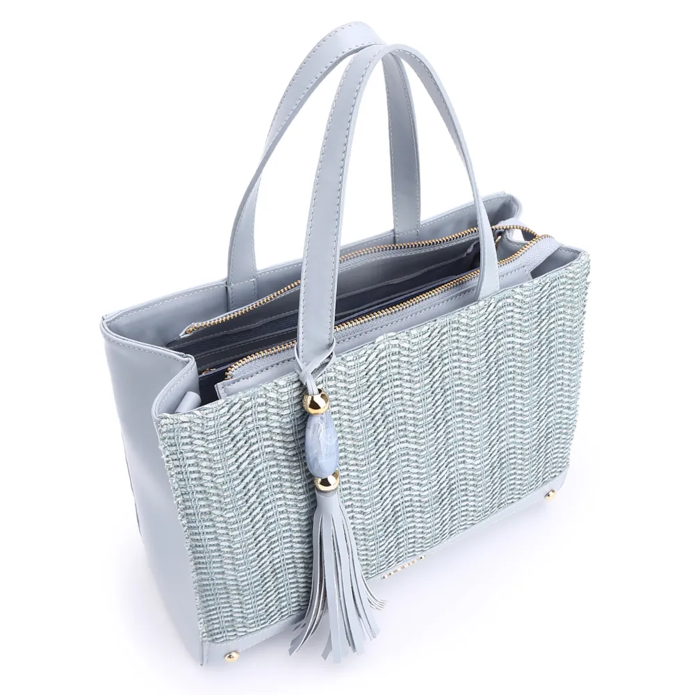 Bolsa Tote Couro Azul/Alt Tramado Azul - imagem 5