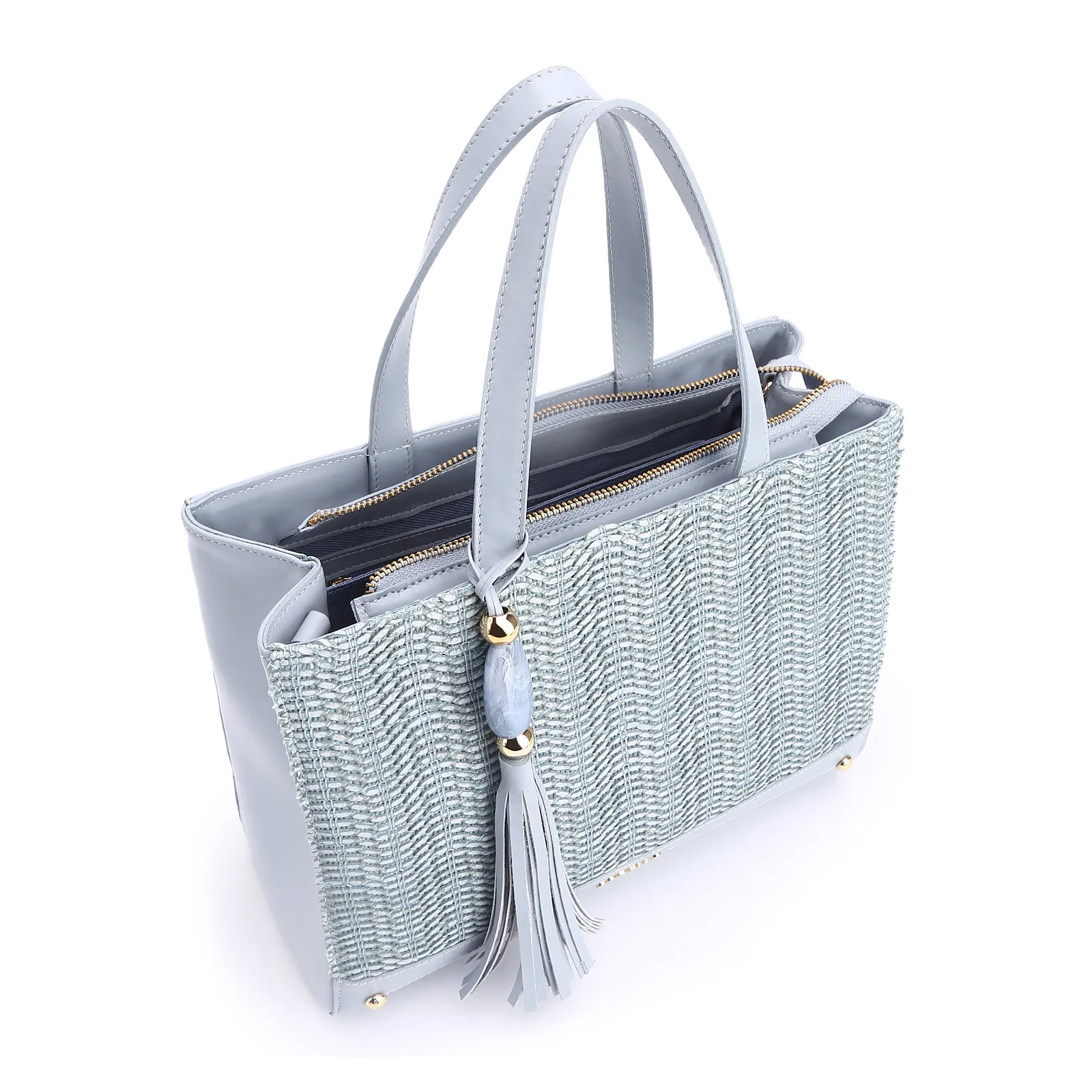 Bolsa Tote Couro Azul/Alt Tramado Azul