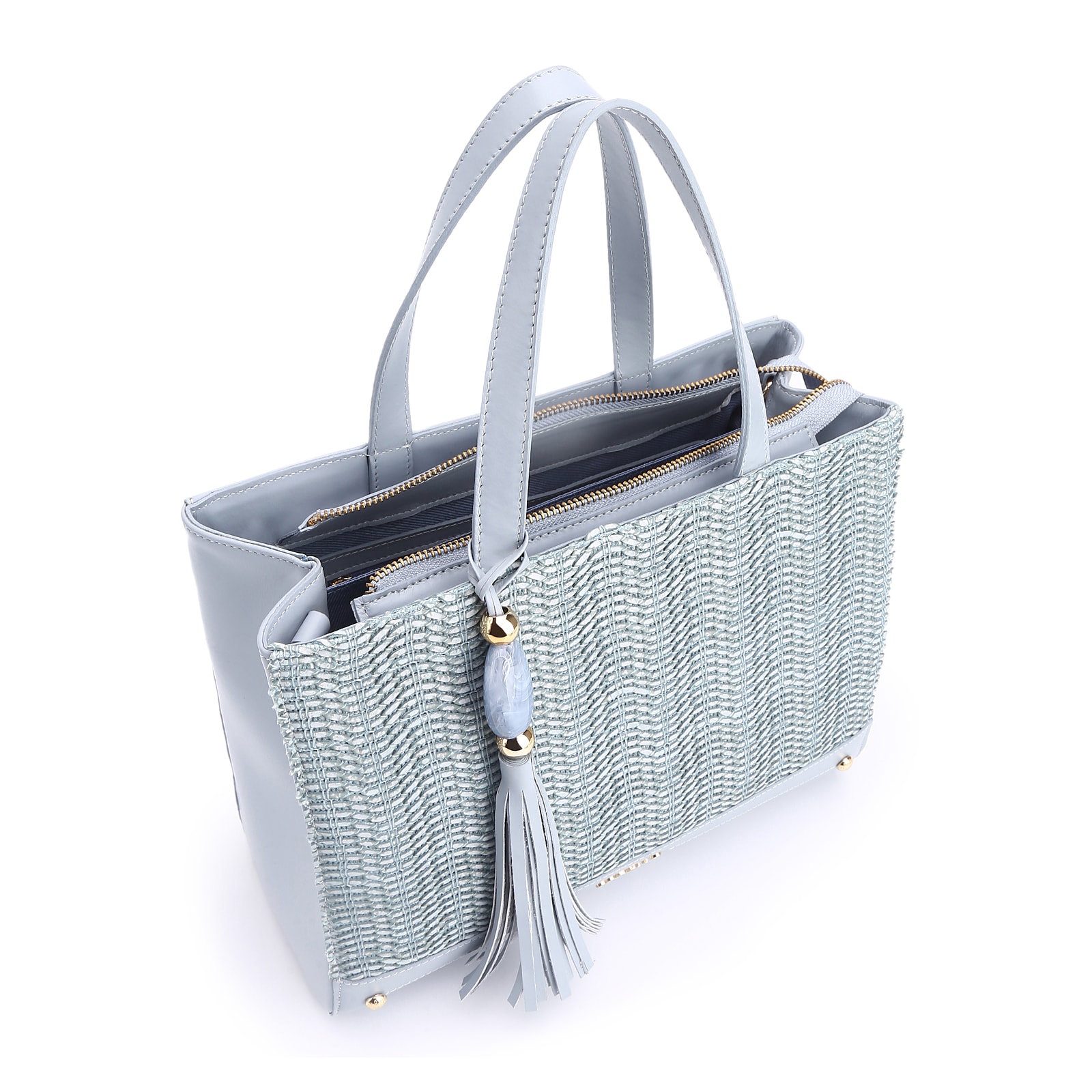 Bolsa Tote Couro Azul/Alt Tramado Azul