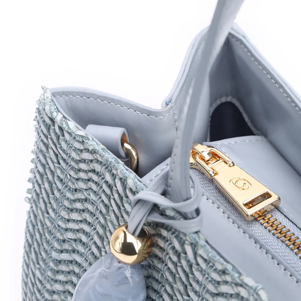Bolsa Tote Couro Azul/Alt Tramado Azul - imagem 6