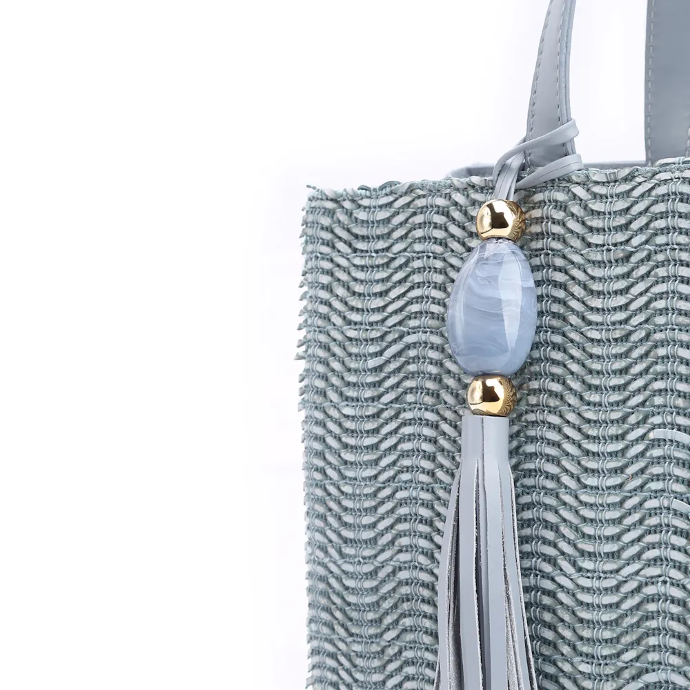 Bolsa Tote Couro Azul/Alt Tramado Azul - imagem 8