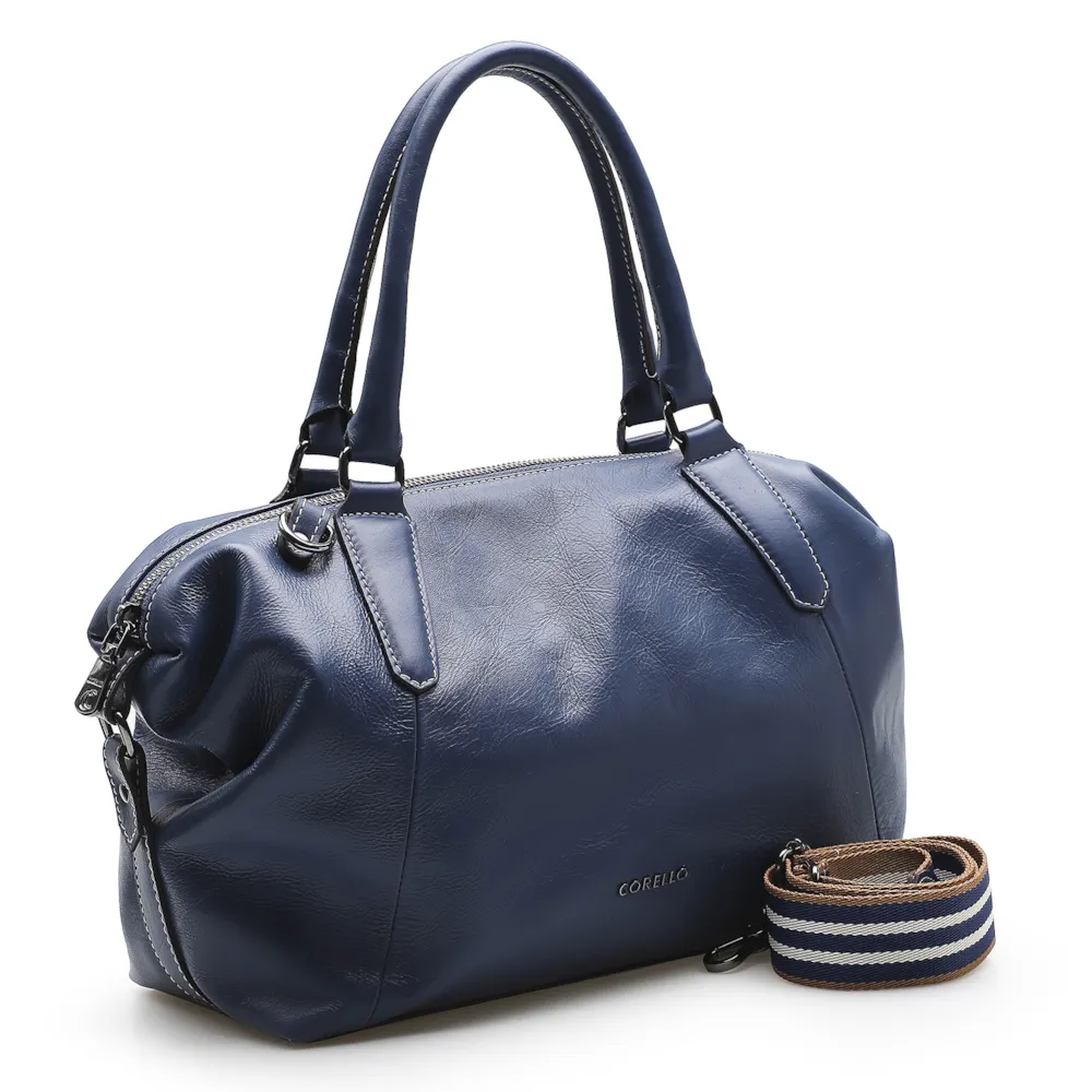 Bolsa Tote Couro Azul Cobalto - imagem 2